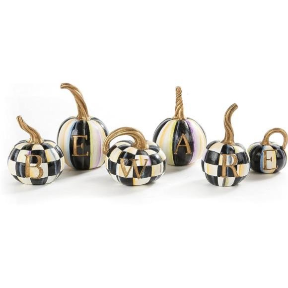 Beware Decorative Pumpkin Set for Fall Home Decor, Cute Halloween Decorations